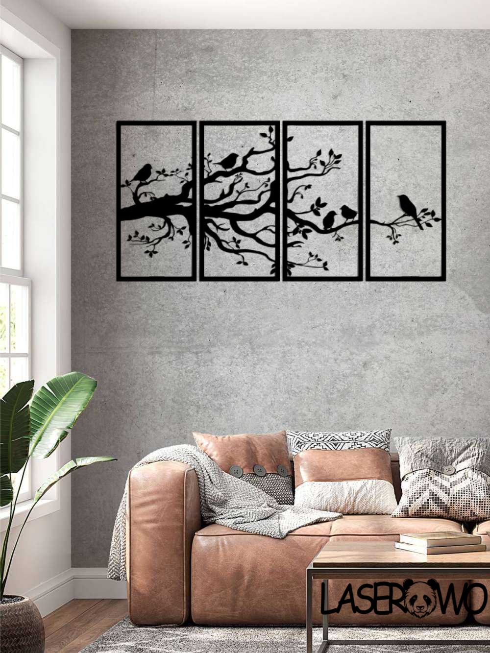 PTAKI NA DRZEWIE – ZESTAW 4 OBRAZÓW – DEKORACJA HDF 3MM