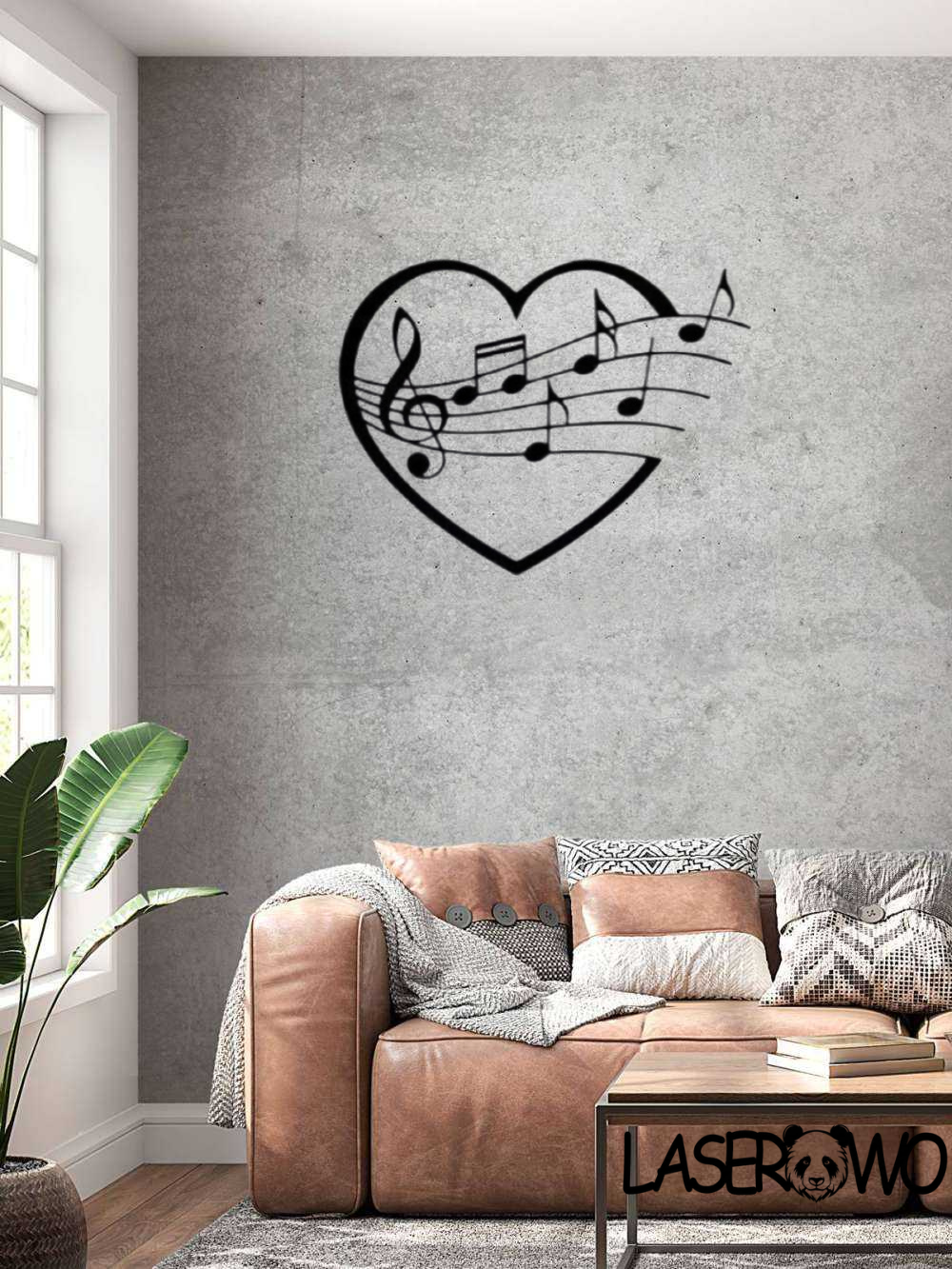 SERCE Z NUTAMI KLUCZ WIOLINOWY - DEKORACJA HDF 3MM